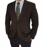 Blazer homme à motif chevrons, coupe ajustée, quatre coloris, marron foncé