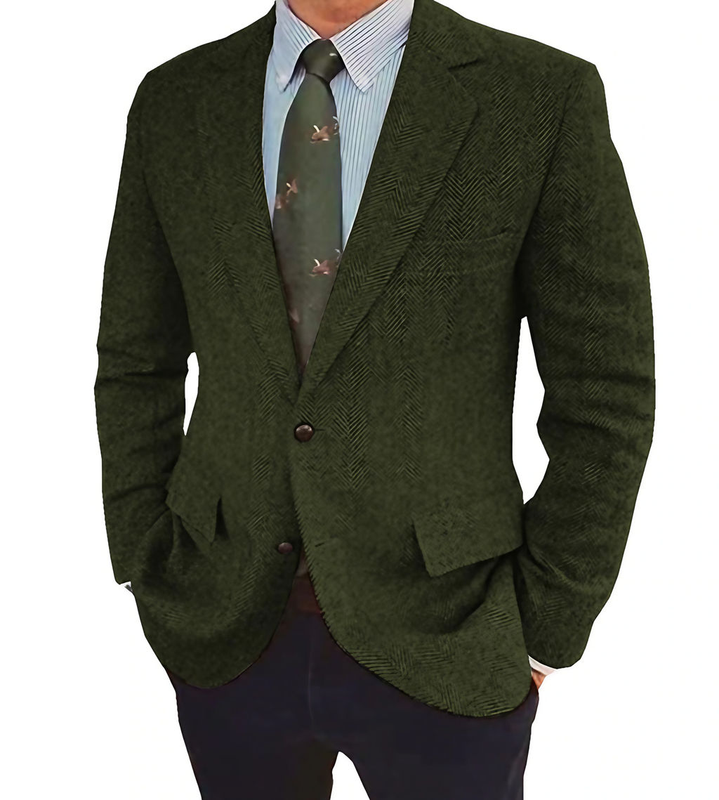 Blazer homme à motif chevrons, coupe ajustée, quatre coloris, vert foncé
