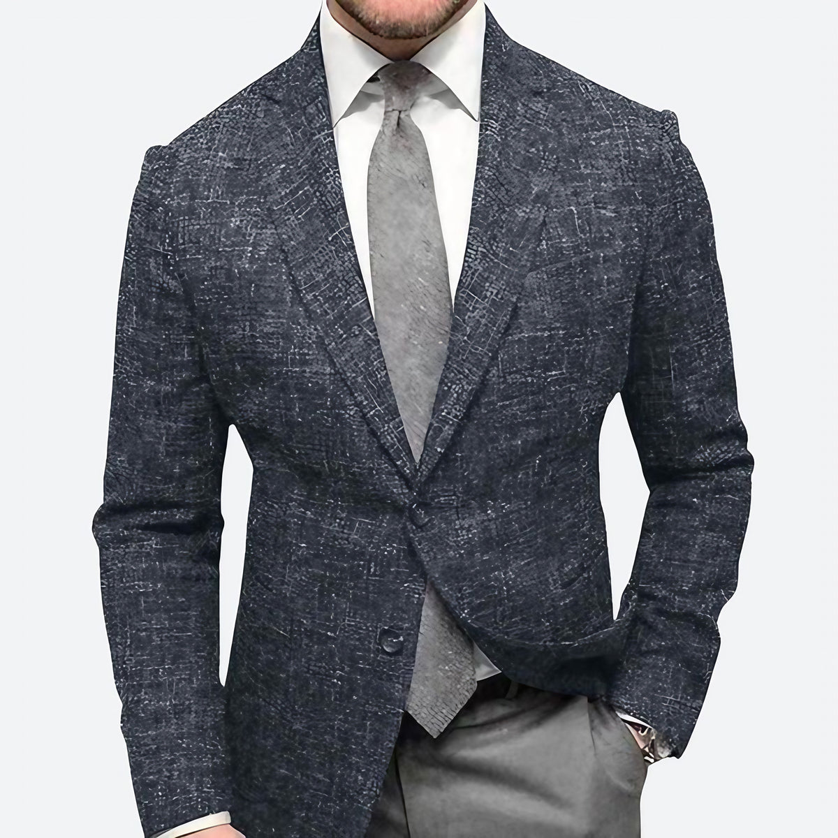 Blazer homme coupe ajustée, uni ou à carreaux, du M au 3XL, noir