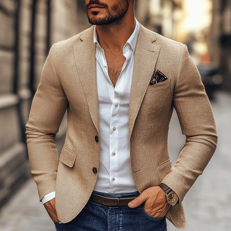 Blazer homme décontracté à deux boutons, trois coloris, beige