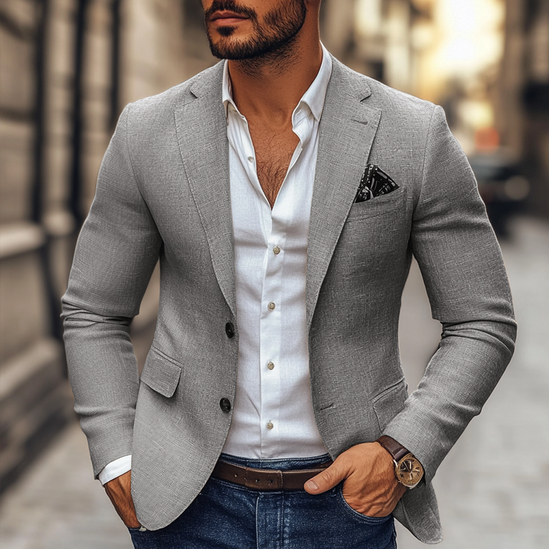 Blazer homme décontracté à deux boutons, trois coloris, gris
