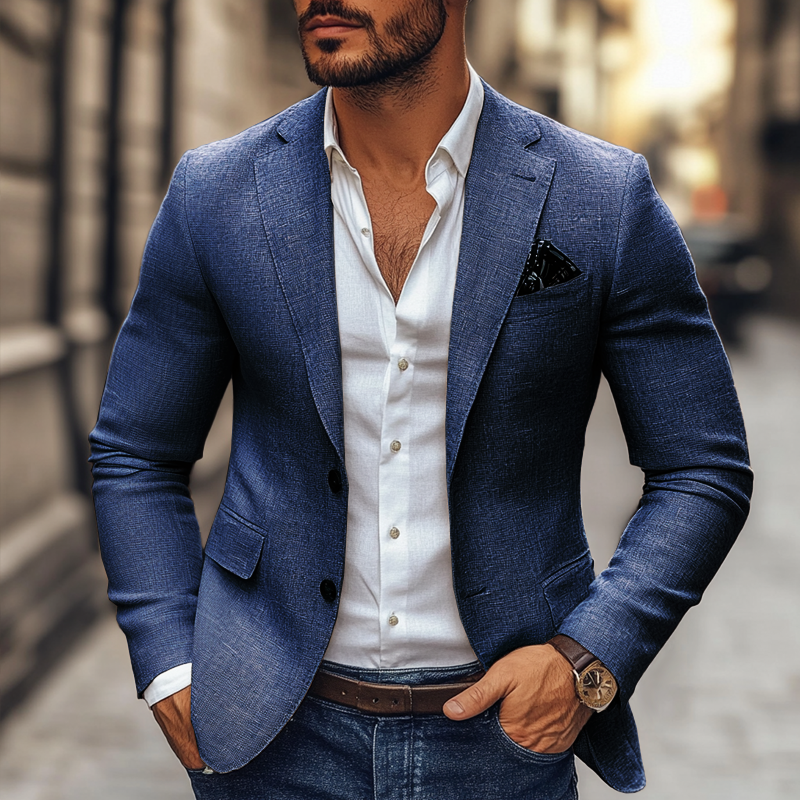 Blazer homme décontracté à deux boutons, trois coloris, bleu marine