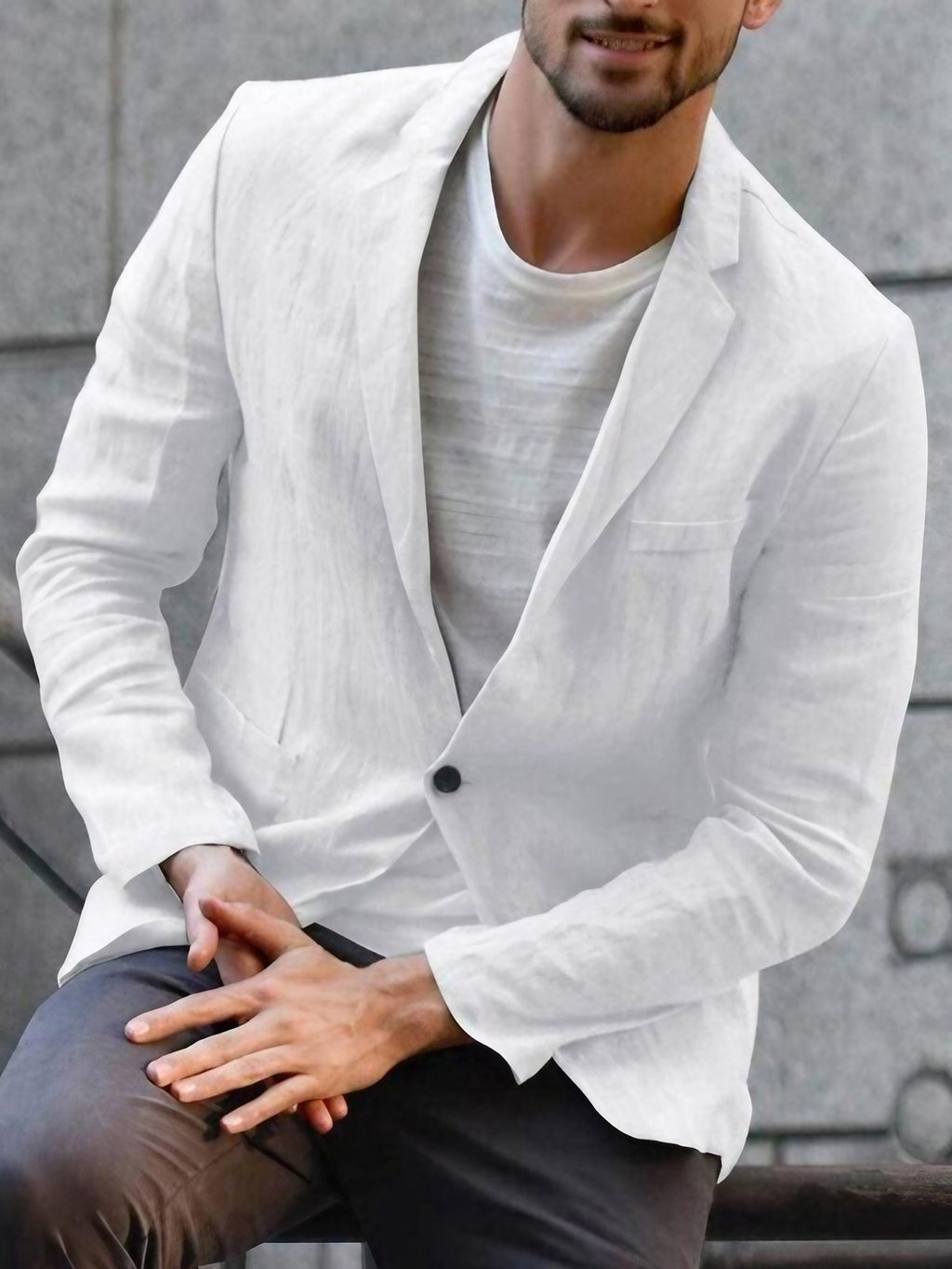 Blazer homme décontracté, blanc, gris ou noir, du M au 3XL, blanc