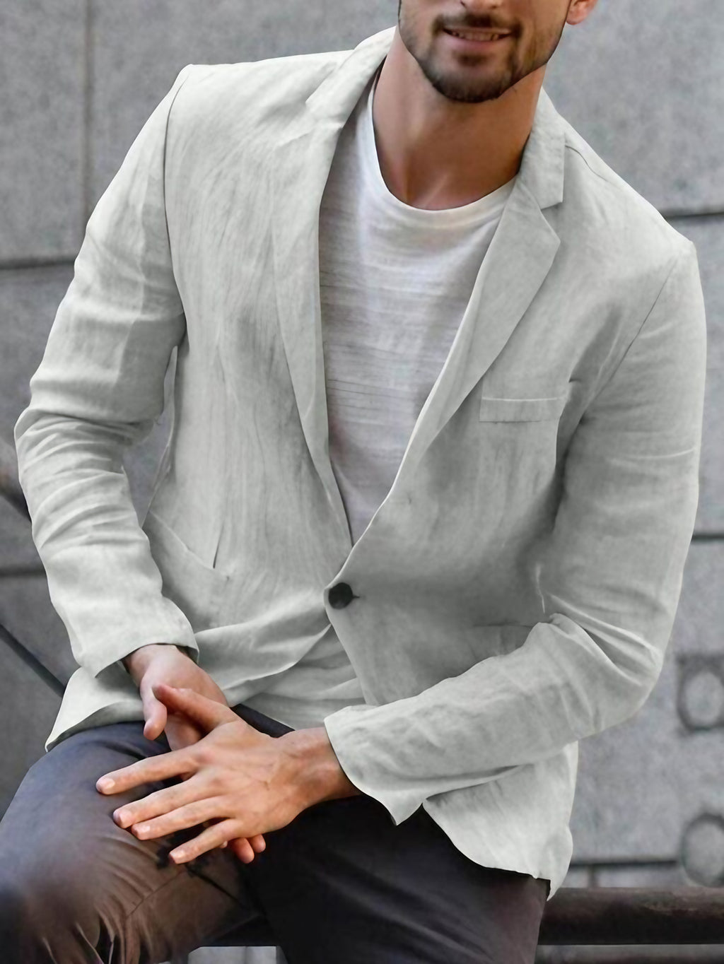 Blazer homme décontracté, blanc, gris ou noir, du M au 3XL, gris