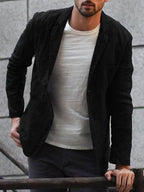 Blazer homme décontracté, blanc, gris ou noir, du M au 3XL, noir