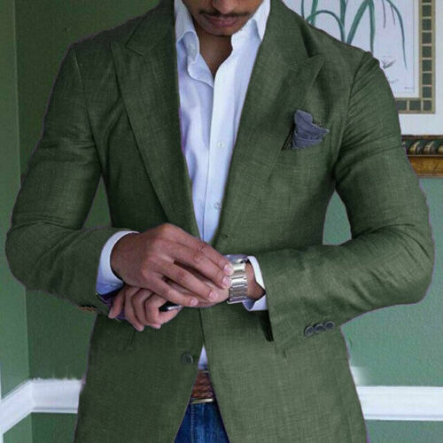 Blazer homme deux boutons, revers cranté, uni ou à carreaux, vert