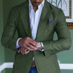 Blazer homme deux boutons, revers cranté, uni ou à carreaux, vert