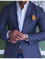 Blazer homme deux boutons, revers cranté, uni ou à carreaux, bleu marine