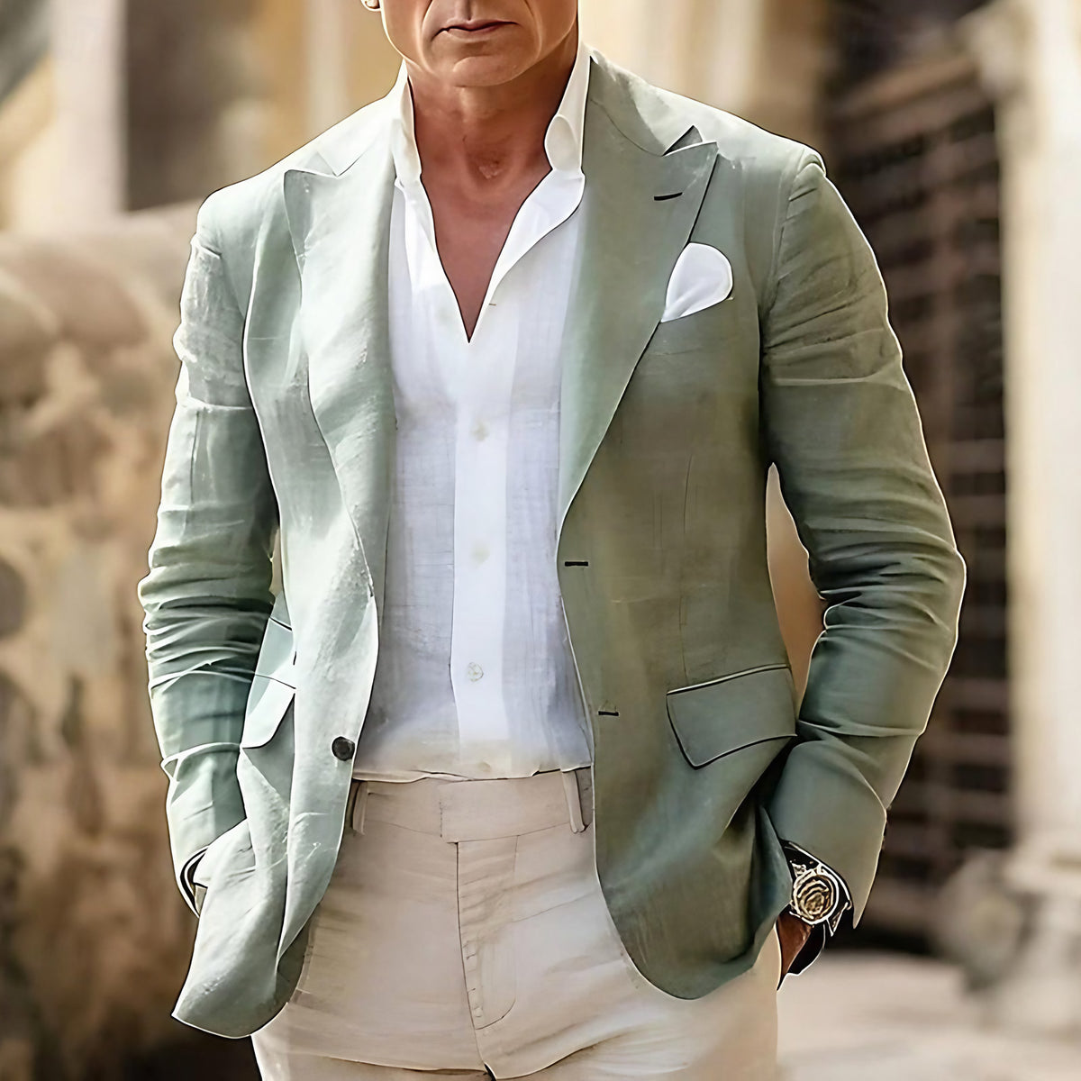 Blazer homme léger à la coupe moderne, kaki, blanc ou vert clair, vert clair