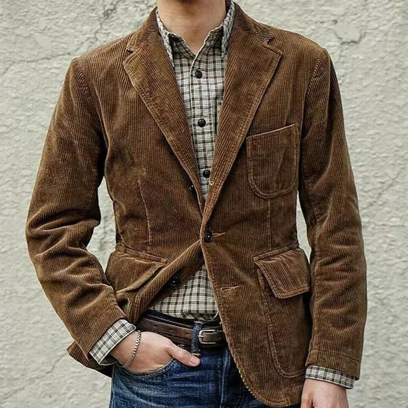 Blazer homme en velours côtelé, coupe ajustée, quatre coloris