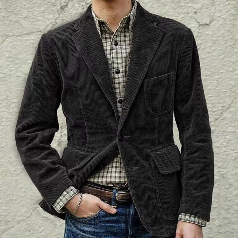 Blazer homme en velours côtelé, coupe ajustée, quatre coloris