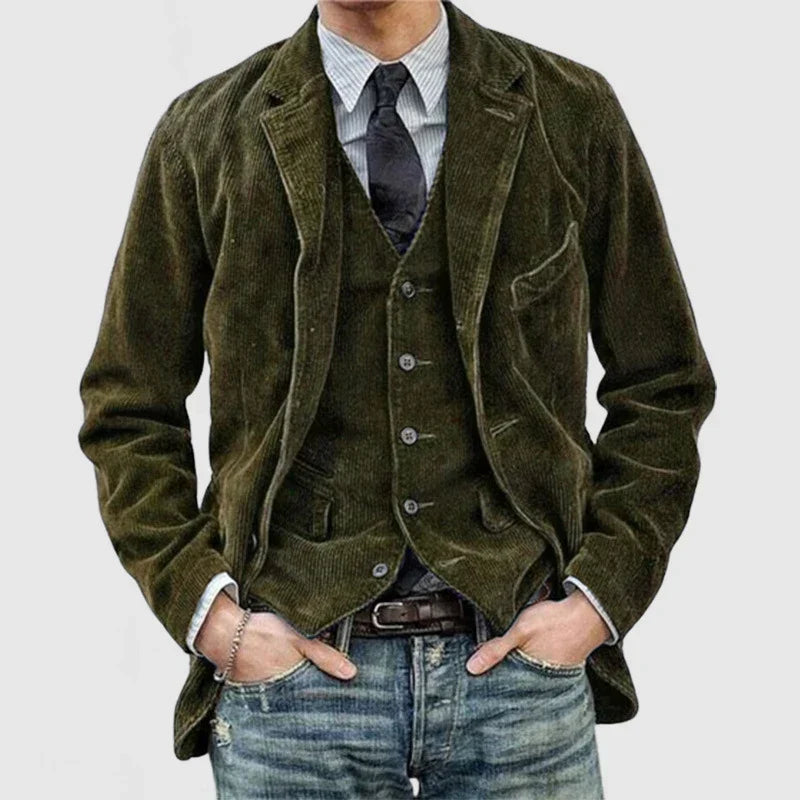 Blazer homme en velours côtelé, coupe ajustée, quatre coloris