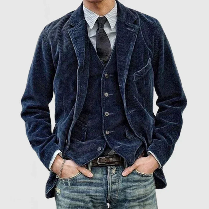 Blazer homme en velours côtelé, coupe ajustée, quatre coloris