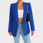 Blazer femme long pour l'automne, coupe droite, neuf coloris, bleu