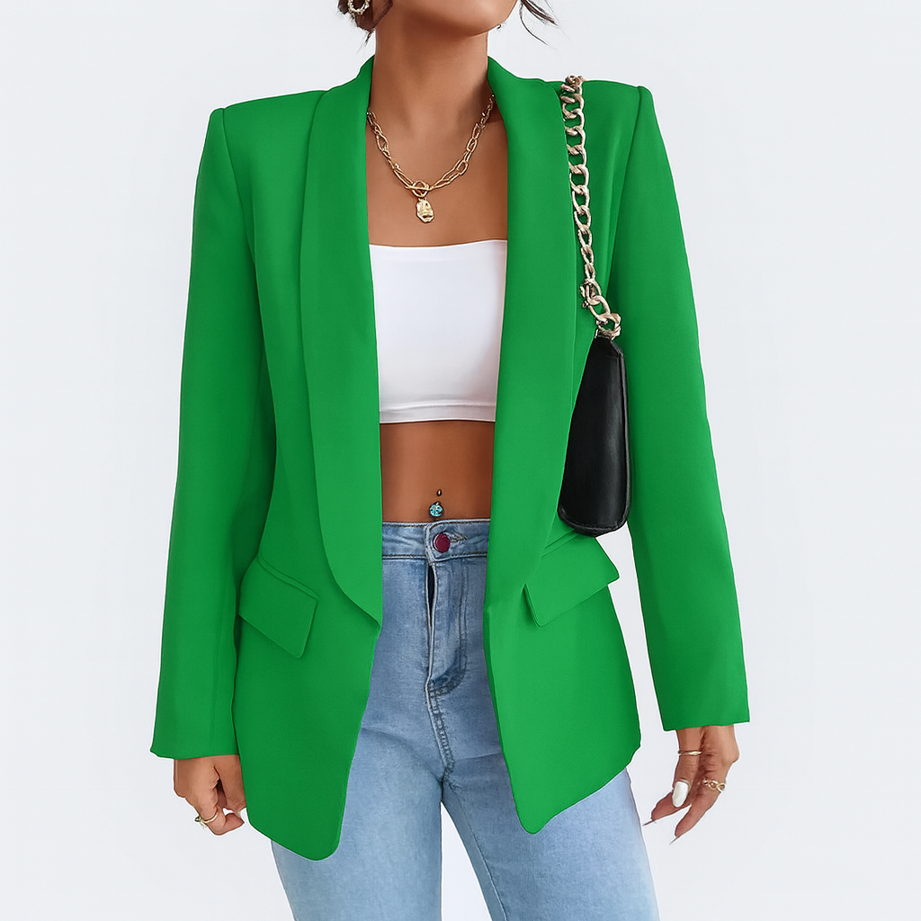 Blazer femme long pour l'automne, coupe droite, neuf coloris, vert