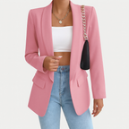 Blazer femme long pour l'automne, coupe droite, neuf coloris, rose