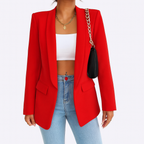 Blazer femme long pour l'automne, coupe droite, neuf coloris, rouge
