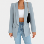 Blazer femme long pour l'automne, coupe droite, neuf coloris, bleu clair