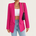 Blazer femme long pour l'automne, coupe droite, neuf coloris, rouge rosé