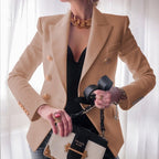 Blazer femme à boutons dorés, coupe ajustée, dix coloris, kaki