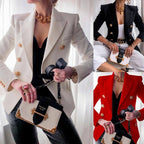 Blazer femme à boutons dorés, coupe ajustée, dix coloris, blanc