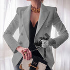 Blazer femme à boutons dorés, coupe ajustée, dix coloris, gris