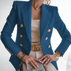 Blazer femme à boutons dorés, coupe ajustée, dix coloris, bleu lac