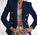 Blazer femme à boutons dorés, coupe ajustée, dix coloris, bleu marine