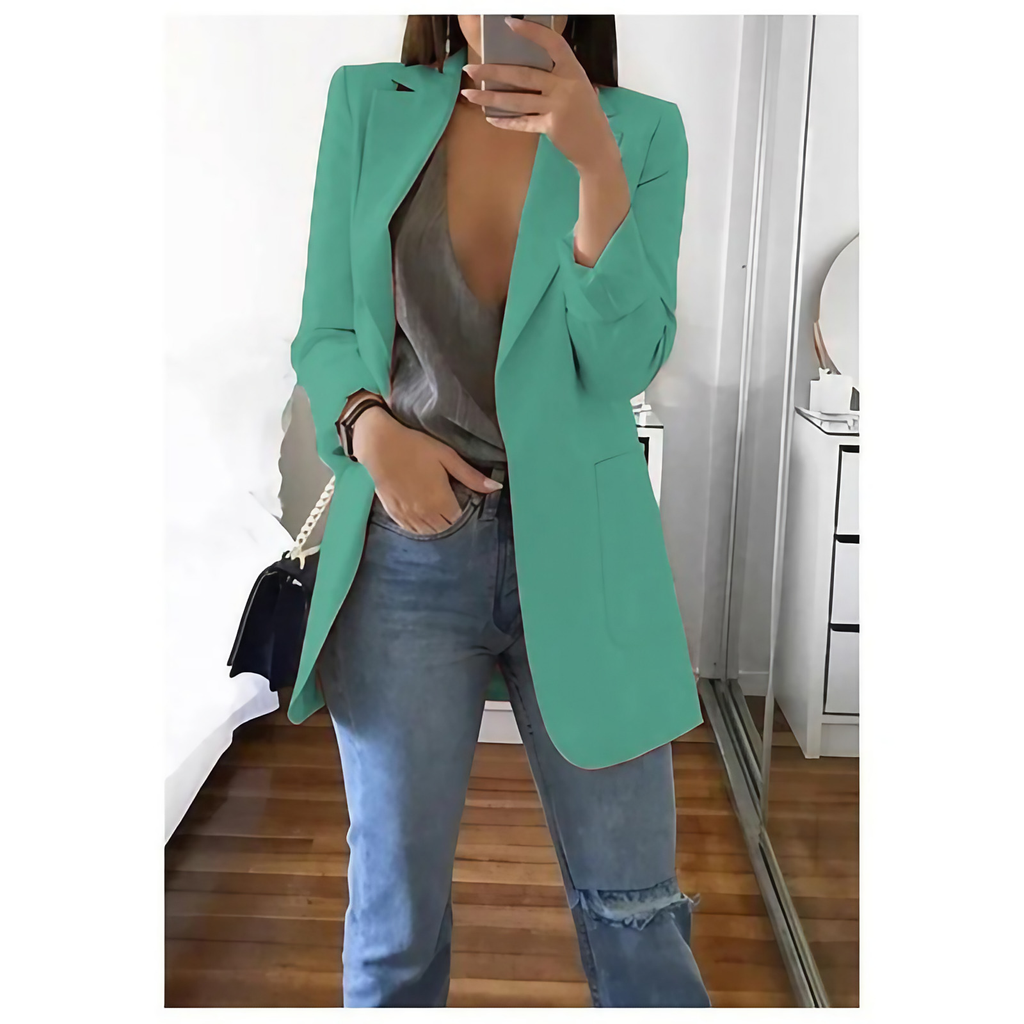 Blazer long femme, quinze coloris, du S au 3XL, bleu clair
