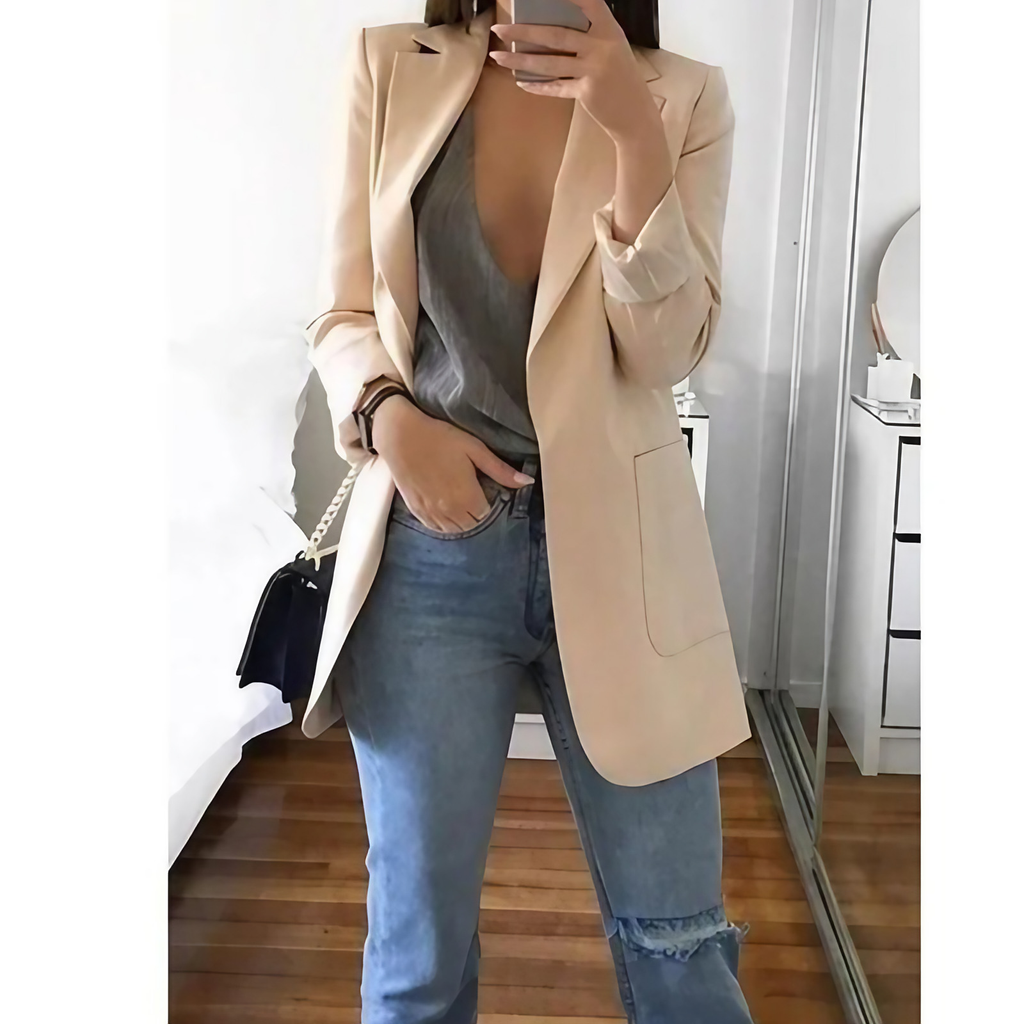 Blazer long femme, quinze coloris, du S au 3XL, marron