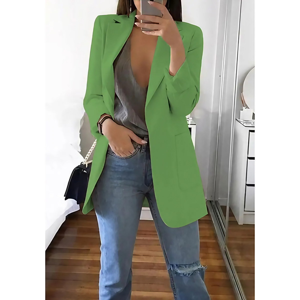 Blazer long femme, quinze coloris, du S au 3XL, vert clair