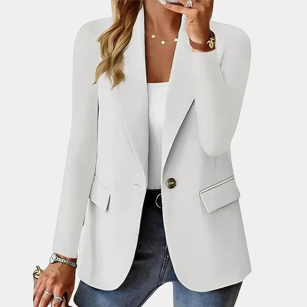 Blazer femme extensible à simple boutonnage, huit coloris, blanc