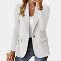 Blazer femme extensible à simple boutonnage, huit coloris, blanc