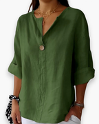Blouse ample femme col V, six coloris, du S au 5XL, vert