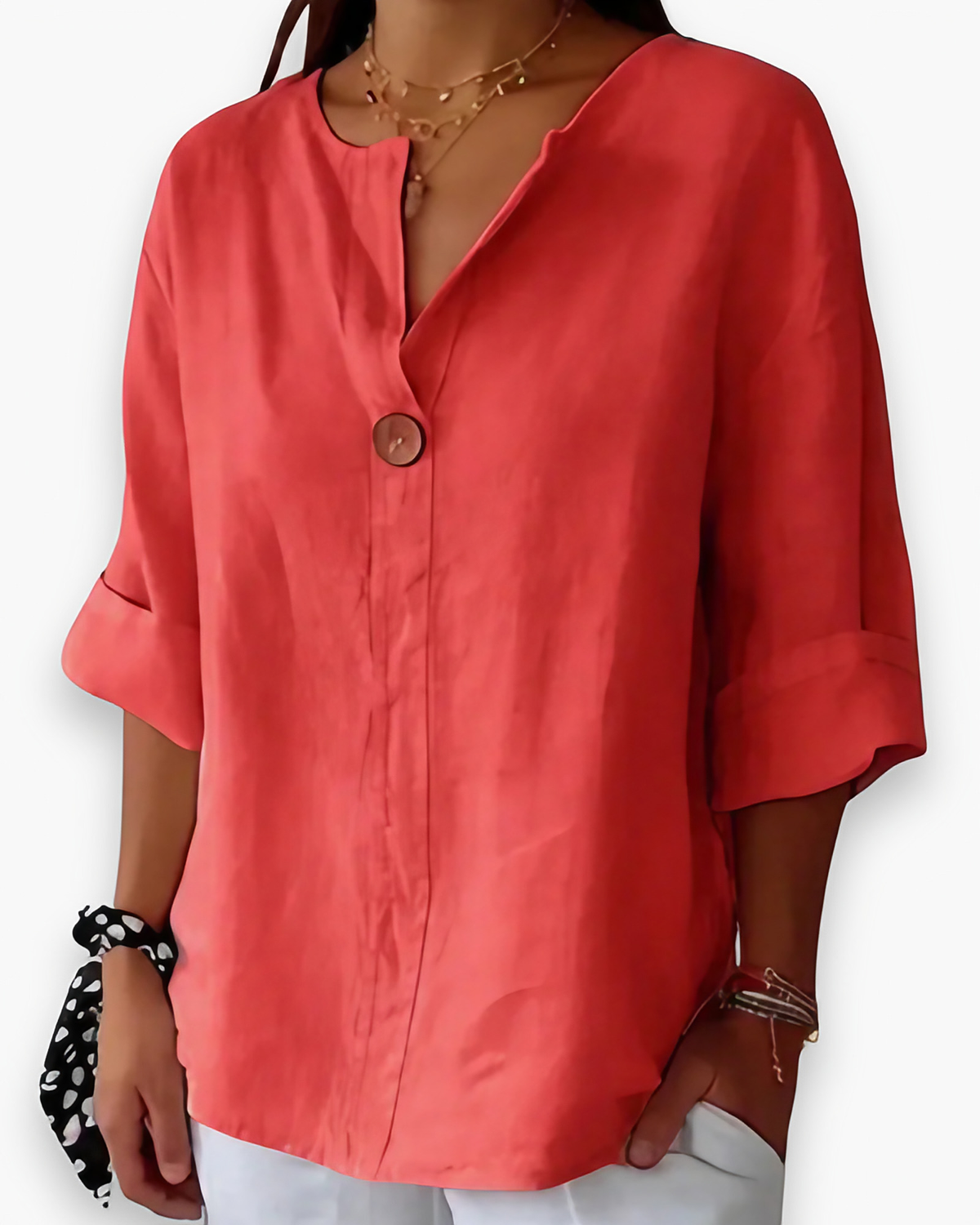 Blouse ample femme col V, six coloris, du S au 5XL, rouge
