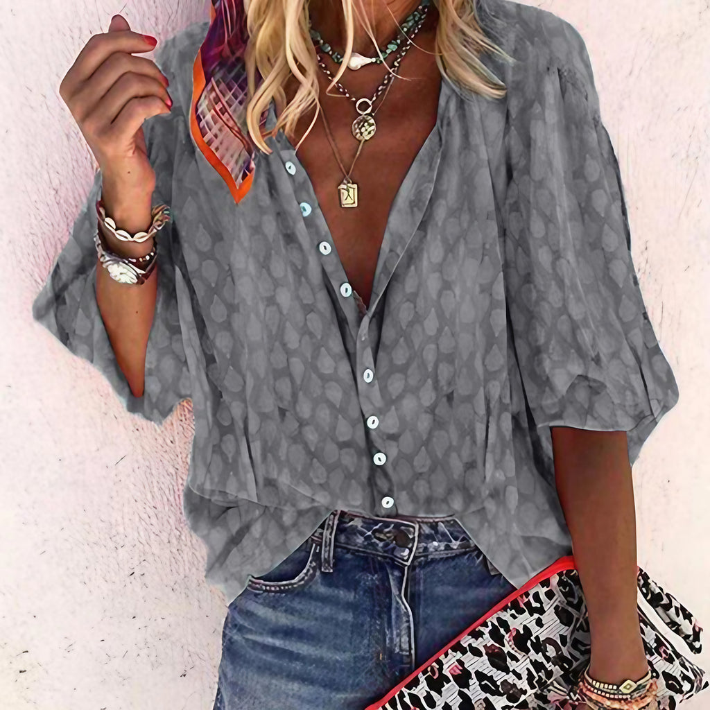 Blouse d'été femme légère, coupe fluide, six coloris, gris