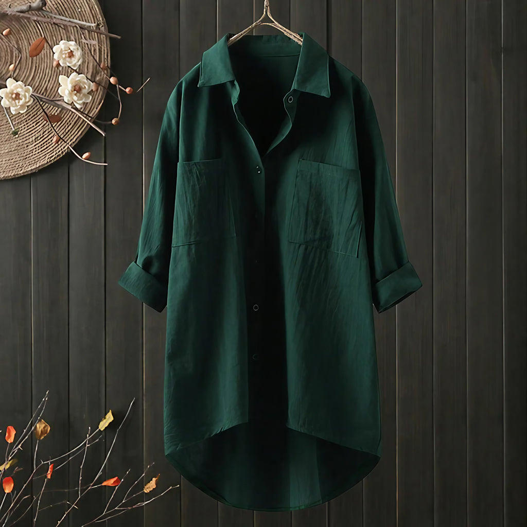 Blouse femme ample à manches longues, du S au 5XL, vert