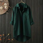 Blouse femme ample à manches longues, du S au 5XL, vert
