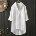 Blouse femme ample à manches longues, du S au 5XL, blanc