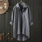 Blouse femme ample à manches longues, du S au 5XL, gris
