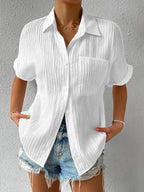 Blouse femme ample à col chemise, six coloris, du S au 3XL
