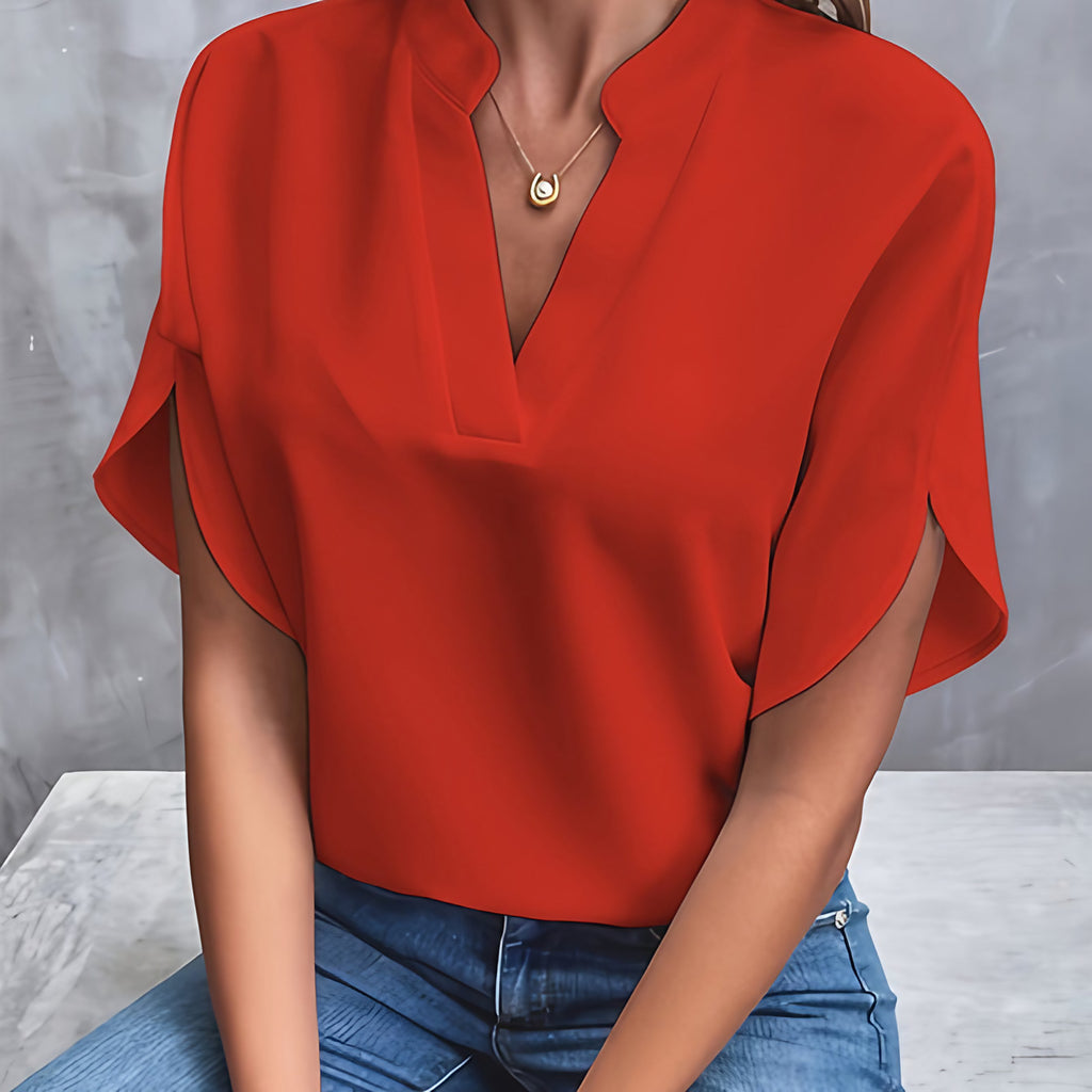 Blouse femme en satin, col et poignets ornés, sept coloris, rose