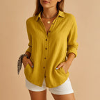 Blouse légère femme d'été, coupe décontractée, du XS au 3XL, jaune