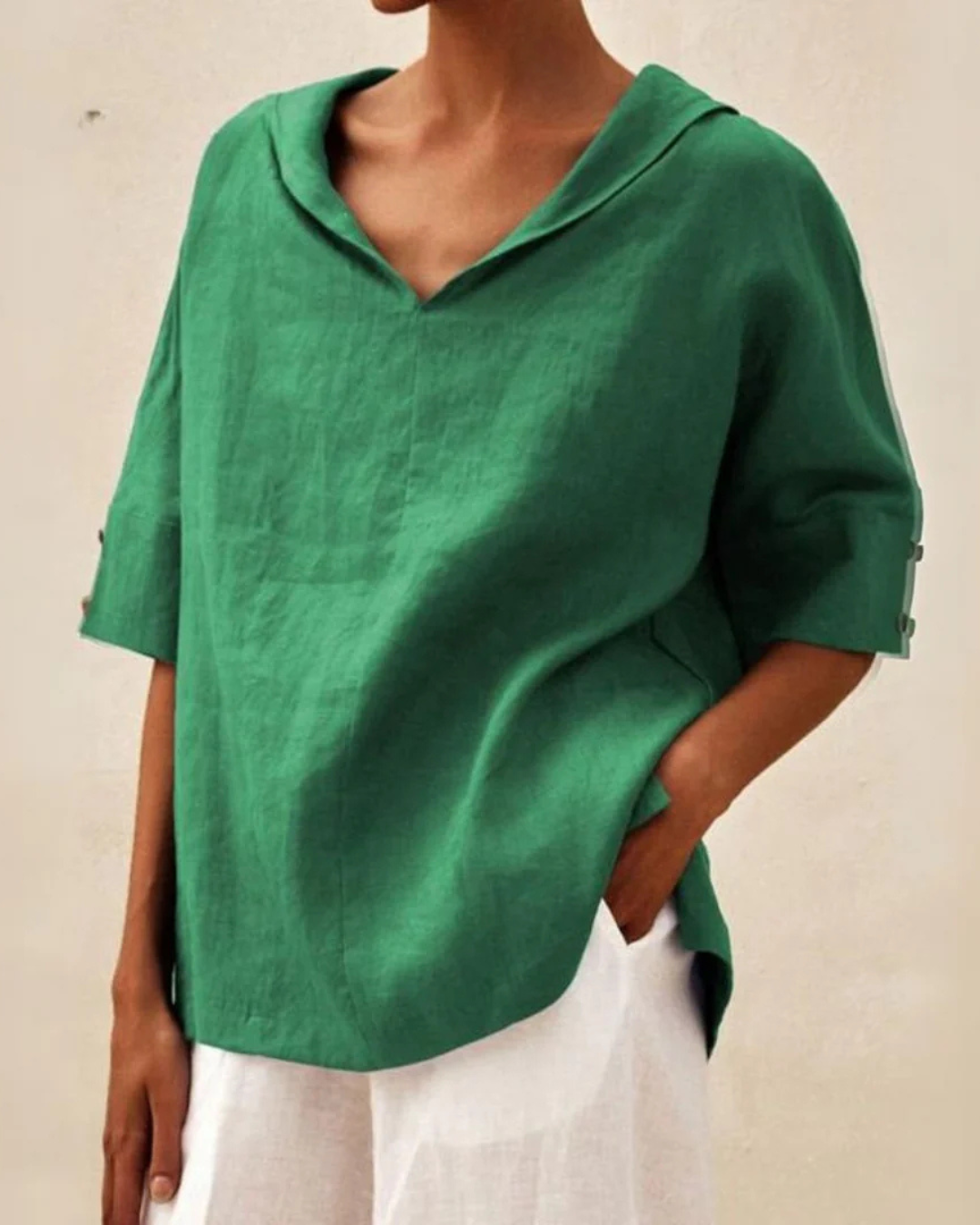 Blouse ample femme d'été, tissu léger, sept coloris, vert