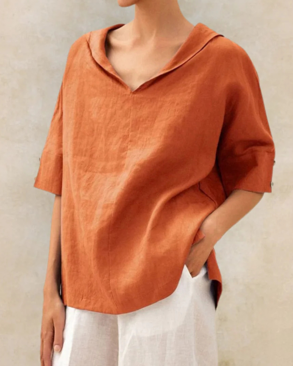 Blouse ample femme d'été, tissu léger, sept coloris, orange