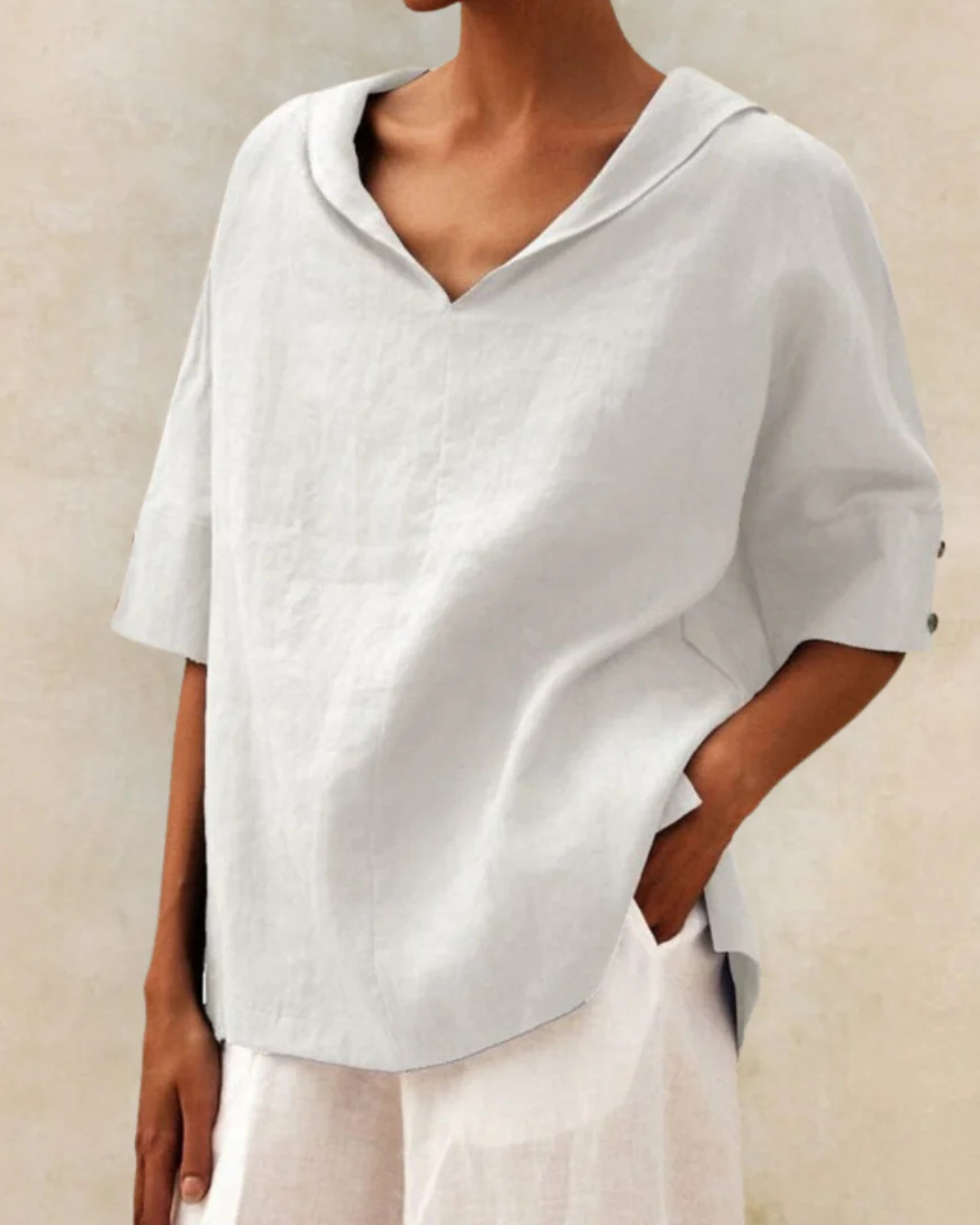 Blouse ample femme d'été, tissu léger, sept coloris, blanc