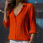Blouse femme légère à col fin, séchage rapide, sept coloris, rouge