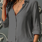 Blouse femme légère à col fin, séchage rapide, sept coloris, gris