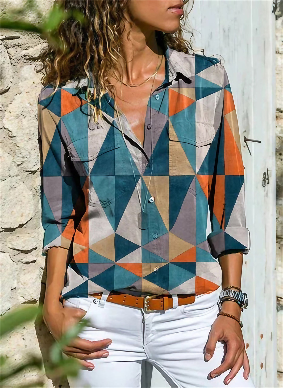 Blouse femme légèrement évasée, six coloris, du S au 5XL, orange