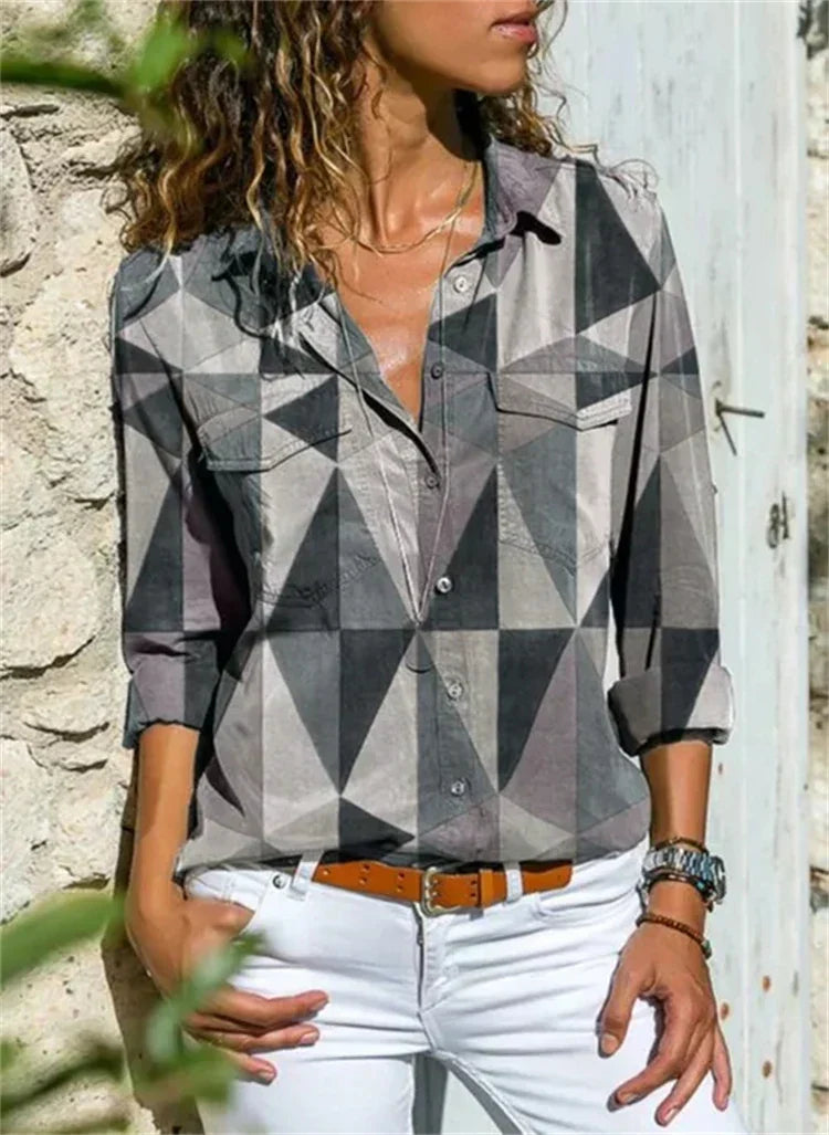 Blouse femme légèrement évasée, six coloris, du S au 5XL, gris